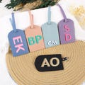 Personalized Leather Luggage Tag,Custom Monogram Name Tag,bachelorette party gift,wedding favor,Girls Trip,Traveler Gift product logo