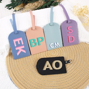 Personalized Leather Luggage Tag,Custom Monogram Name Tag,bachelorette party gift,wedding favor,Girls Trip,Traveler Gift