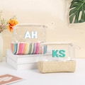 Shadow Monogram Weaving Makeup Bag,Custom Bridesmaid Cosmetic Bag,Waterproof TSA Toiletry Pouch,Initials Pool Bag,Bachelorette Party Gift product logo