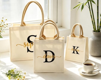 Gepersonaliseerde canvas draagtassen bruidsmeisje, cadeautassen bruidsmeisje, strandtas bruidsmeisje, cadeaus bruidsmeisje, draagtassen bruiloft, cadeaus bruidsfeest