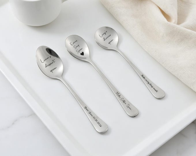 Stainless Steel Spoon,Custom Engraved Spoon,ice cream spoon set,Birthday Gift,Anniversary Gift