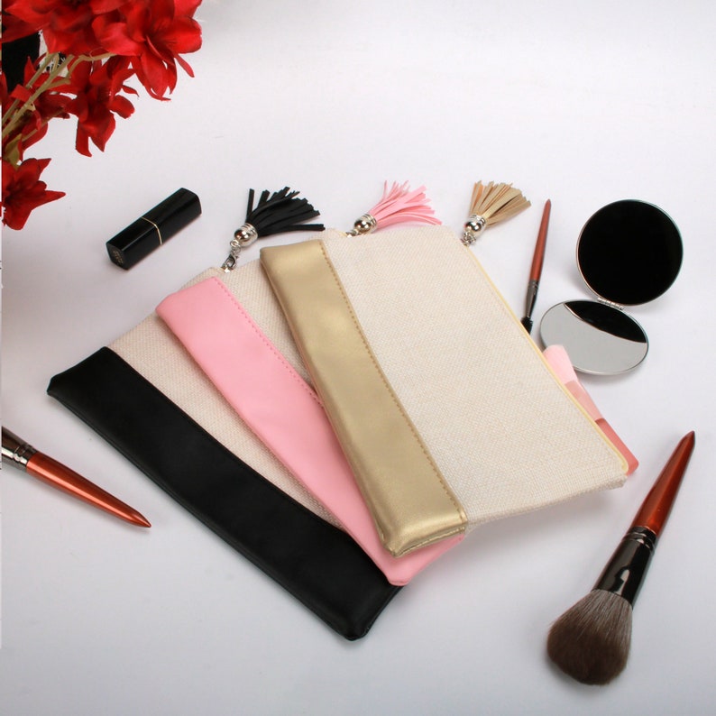 Personalisierte Brautjungfer Make-up-Taschen, Canvas Kosmetiktaschen, Brautjungfer Vorschlag Geschenke, Schminktasche Bild 9