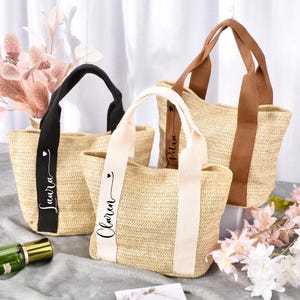 Personalisierte Stroh Taschen, Brautdusche Tasche, Hochzeitsgeschenk, Hochzeitsgeschenk, Strandtasche Junggesellinnenabschied, Brautjungfer Vorschlag
