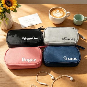Custom Cable Organizer Bag,Charger Organizer, Cord Organizer, Anniversary Gift Travel Organizer, Personalized Traveler's Gift image 3