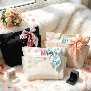 Personalized Shadow Monogram Tote Bag,Custom Canvas Tote Bag, Bridesmaid Gift,Beach Handbags,Bachelorette Gifts, School Bag, Gift for Her
