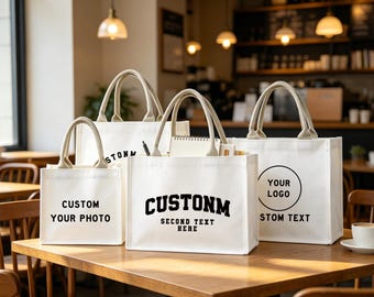 Personalisierte Canvas Tragetasche, Benutzerdefinierte Firmengeschenktasche, Mitarbeiter & Team Events, Firmenlogo Carryall, Gruppengeschenk, Ihr Logo, Team Geschenk