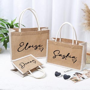 Personalized Gift Tote Bags,Bridesmaid Burlap Bag,Beach Bag,Bachelorette Party Gift,Bridesmaid Proposal Gifts,Tote Bag With Name