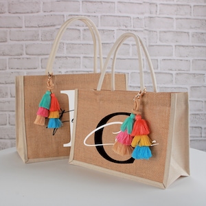 Benutzerdefinierte Jute Geschenk Tasche, Brautjungfer Tragetasche, Strandtasche, personalisierte Jute Tasche für Brautjungfer, Burlap Tote mit Namen, Brautparty Geschenk