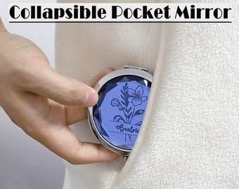 Collapsible Personalized Pocket Mirror,Best Bridesmaid Proposal Gifts,Personalized Gifts for Women,Bridal Party Gift