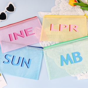 Bulk Shadow Monogram Pool Bag,Personalized Bridesmaid Beach Pouch,Custom Summer Pool Bag,Bridesmaid Gift Bag,Bachelorette Bridal Party Favor