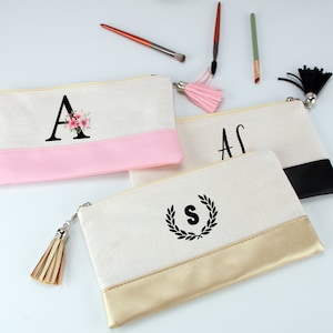 Trousses de maquillage personnalisées avec nom, trousse à cosmétiques, trousse de cadeaux pour proposition de demoiselle d'honneur, cadeaux pour elle, cadeaux de mariage, cadeaux d'enterrement de vie de jeune fille ou de garçon