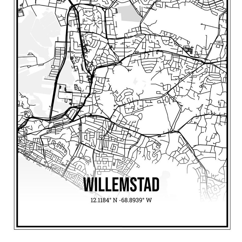 Willemstad Curacao PDF Printable Map Art Printable Wall | Etsy