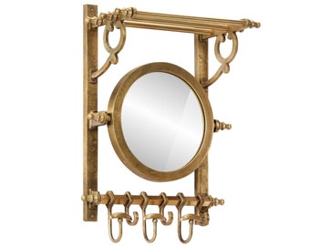 WARDROBE Handmade wall train rack shelf Wall mirror coat hanger hook three in one