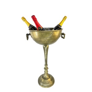 Floor Standing Bowl Ice Bucket Holds 3 to 4 Bottles | Beverage Chiller | DUTY FREE | Aluminium Casted | Barware | Home Decor