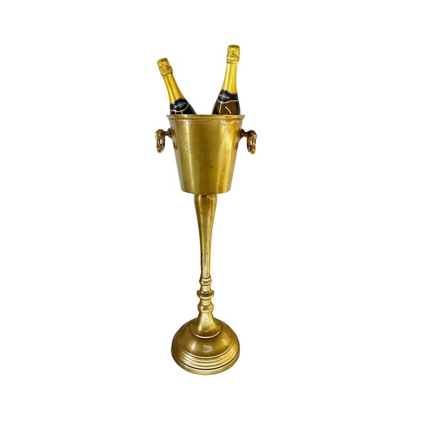 Floor Standing Rustic Gold Champagne Bucket Distressed Look Wine Cooler Ice Gift