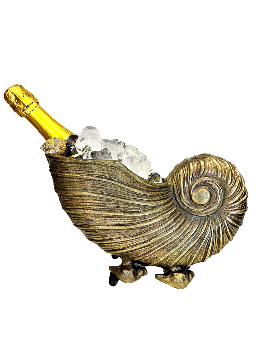 Handmade Nautilus Shell Wine Bottle Holder | Aluminum Barware - Etsy