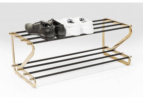 Three-tier Black & Brass Shoe Rack Dazzling Design for Hallway, Porch Boot  Room 