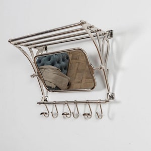 New Vintage Retro Style Train Hall Luggage Wall Mounted Rack Mirror Shelf Hooks