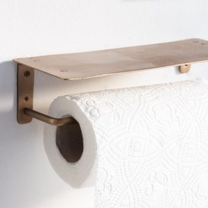 Brass Effect Kitchen Roll Holder With Ledge Classic Decorative ...