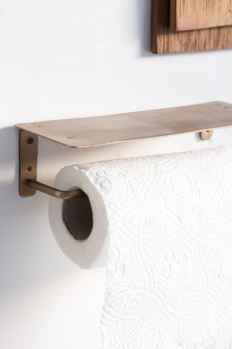 Brass Effect Kitchen Roll Holder With Ledge Classic Decorative - Etsy
