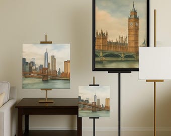 Modern Brass finish Easel Stand | Adjustable Art Display