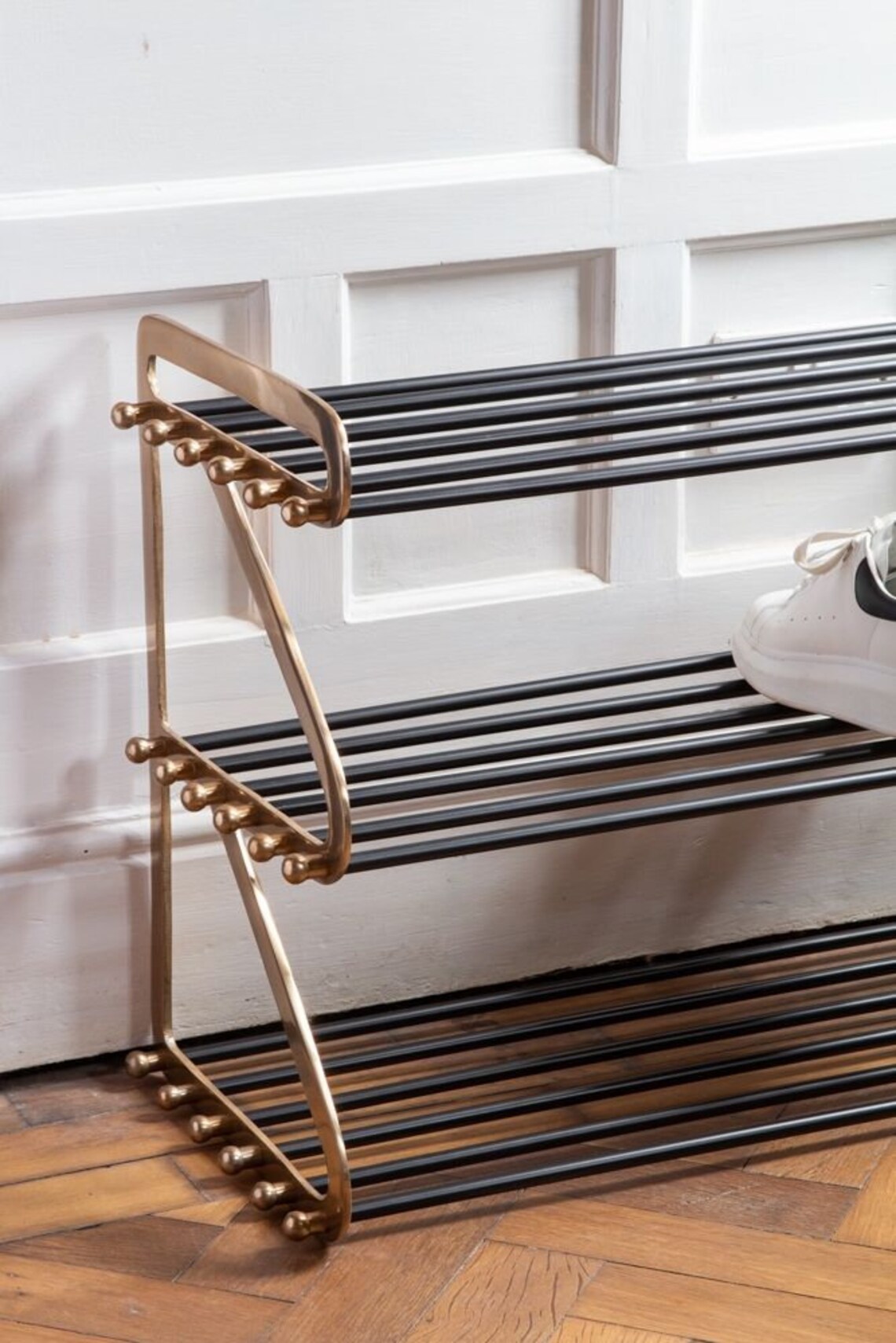 Threetier Black & Brass Shoe Rack Dazzling Design for Etsy