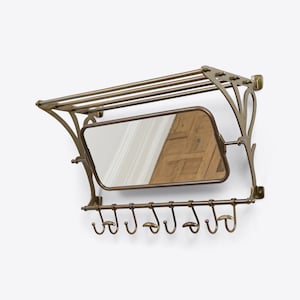 New Retro Style Train Hall Luggage Wall Mounted Rack Mirror Shelf Hooks