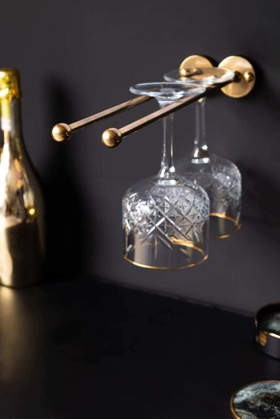 Wall Mounted Metal Wine Glass Holder Etsy