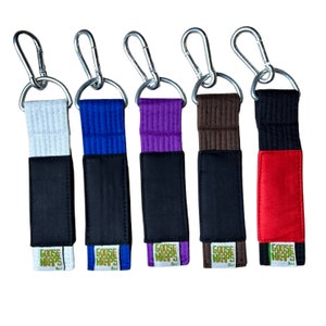 Jiu Jitsu Belt Keychain -  Martial Arts Gift - Perfect for Promotions - Made from Our Actual Belts - Personalize - Kids Jiu Jitsu