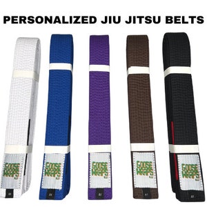 Ceintures JIU JITSU personnalisées, goose wraps Bjj / ceinture Gi brodée personnalisée, propriété d'un vétéran, ceintures Bjj fabriquées sur commande