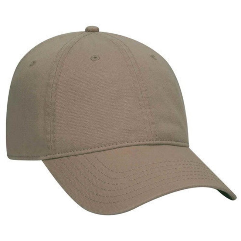 May include: A brown baseball cap with a curved brim. The cap is made of a soft, cotton fabric.
