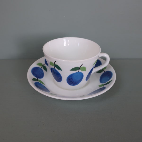 Coffecup with saucer Prunus Plum Stig Lindberg Gustavsberg Swedish design retro