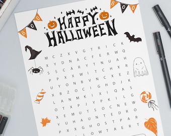 Halloween Word Search: Kids Printable Game (PDF & JPEG Download)