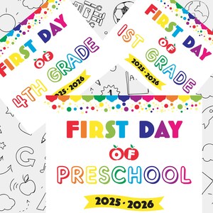 Letrero imprimible para el primer día de clases, letrero imprimible para el regreso a clases, letrero para el primer día de preescolar, letrero para preescolar hasta 12.º grado, descarga instantánea