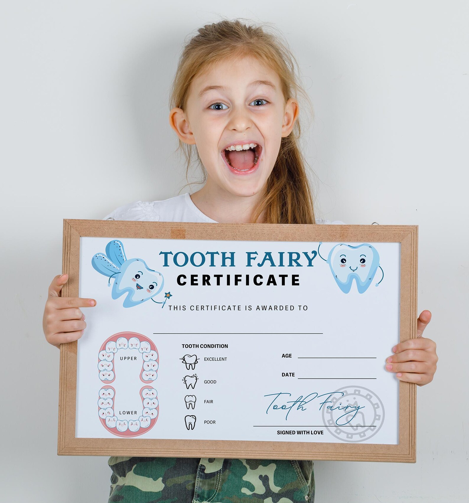 Printable Tooth Fairy Certificate First Lost Tooth Keepsake (PDF