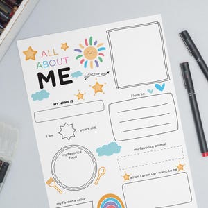 All About Me, All About Me Poster, Back to School, First Day of School, Get to Know Me, All About Me Worksheet, Kids Printable Activity