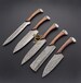 5 Pieces Handmade Damascus Kitchen Knife Chef's Knife Set With Forging Mark Blades And Leather Roll, Personalized Chef Knife ,Kitchen Knives 