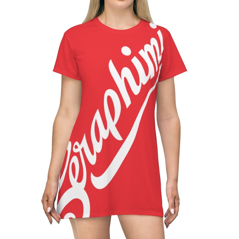 Seraphimi Surfer/'s Women/'s T-Shirt Dress Bikini Cover Cherry Red White Logo