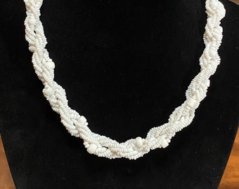 Vintage White Beaded 16" Choker Necklace