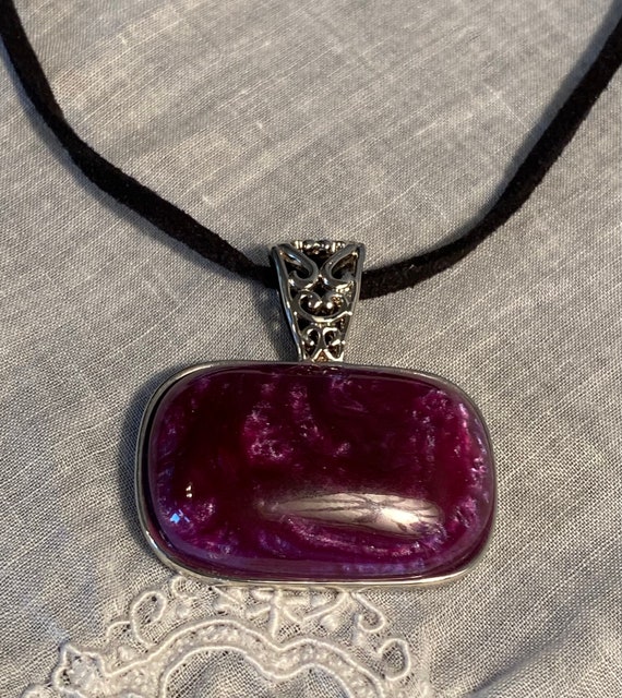 Signed Lia Sophia Pendant Purple 