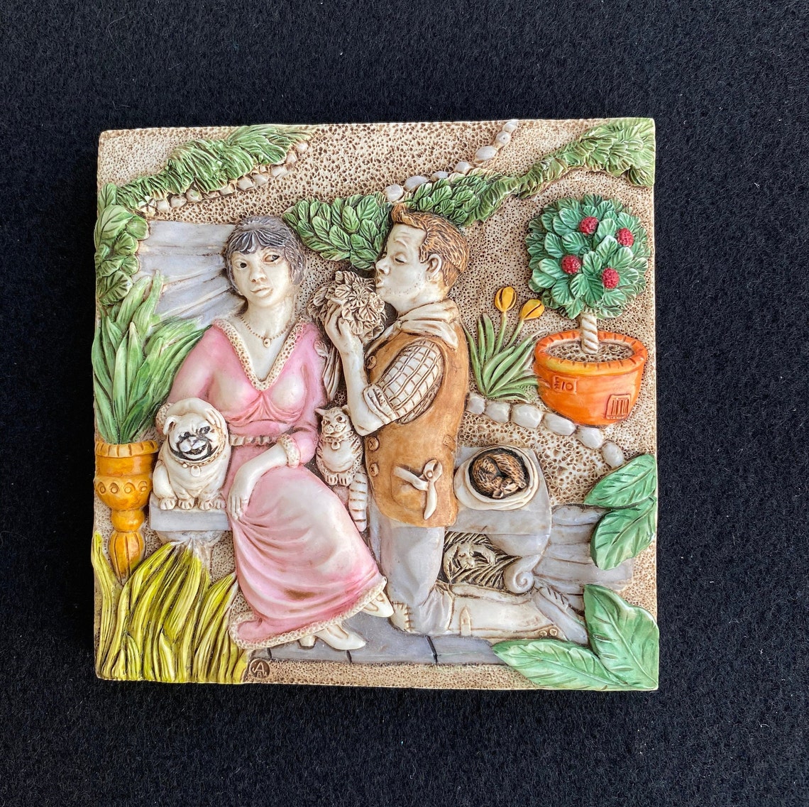 Picturesque Harmony Kingdom Tile Figurine Byron's Secret Garden love's