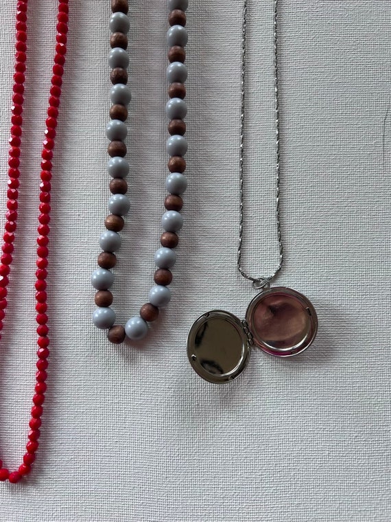 Retro Jewelry Silver Locket and Beads Boho Pendan… - image 3