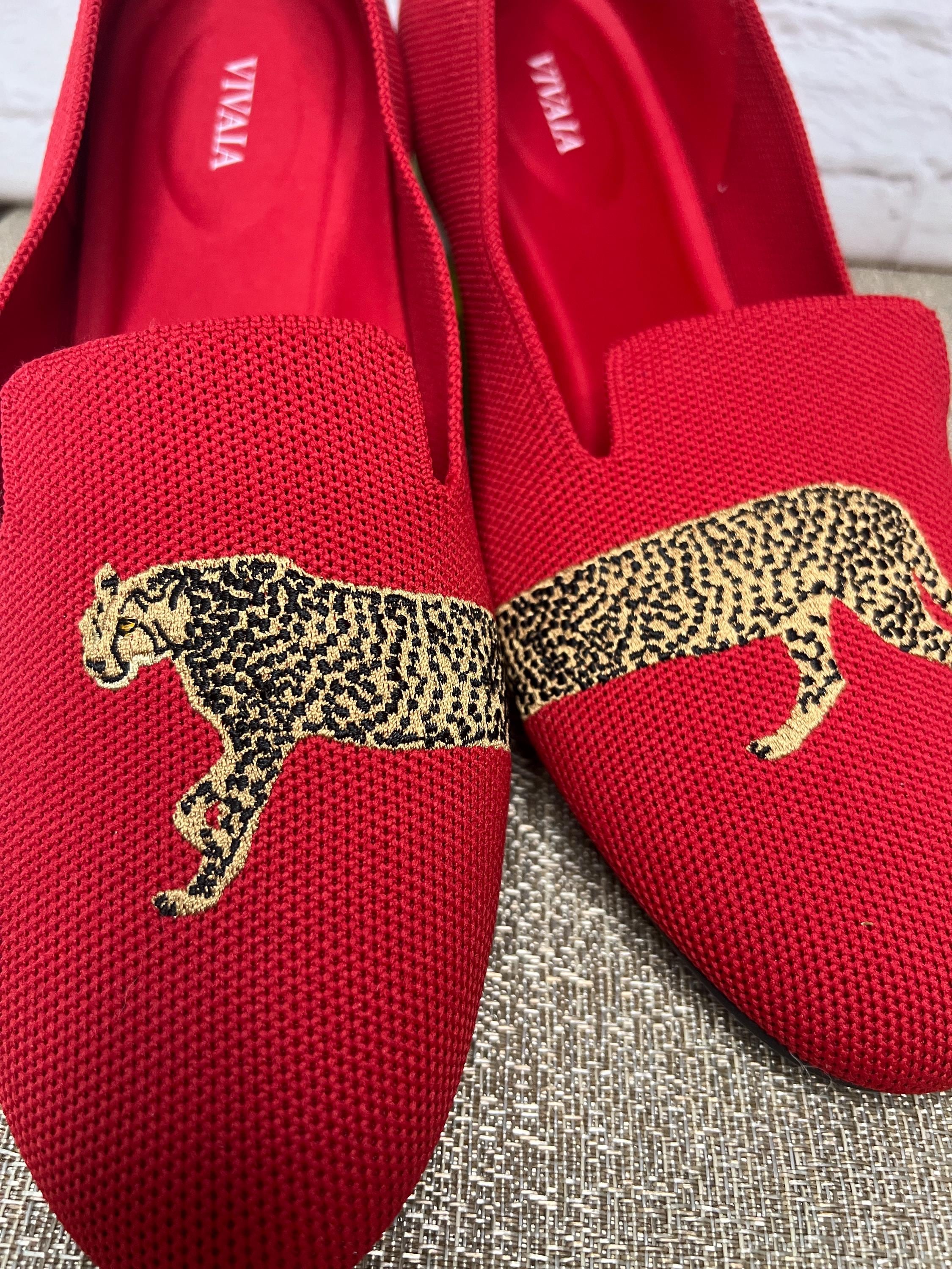 VIVAIA Red Cheetah Shoes 42 Flat Cat Leopard - Etsy