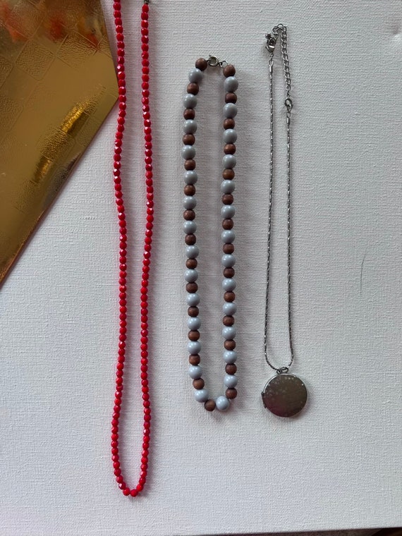 Retro Jewelry Silver Locket and Beads Boho Pendan… - image 1