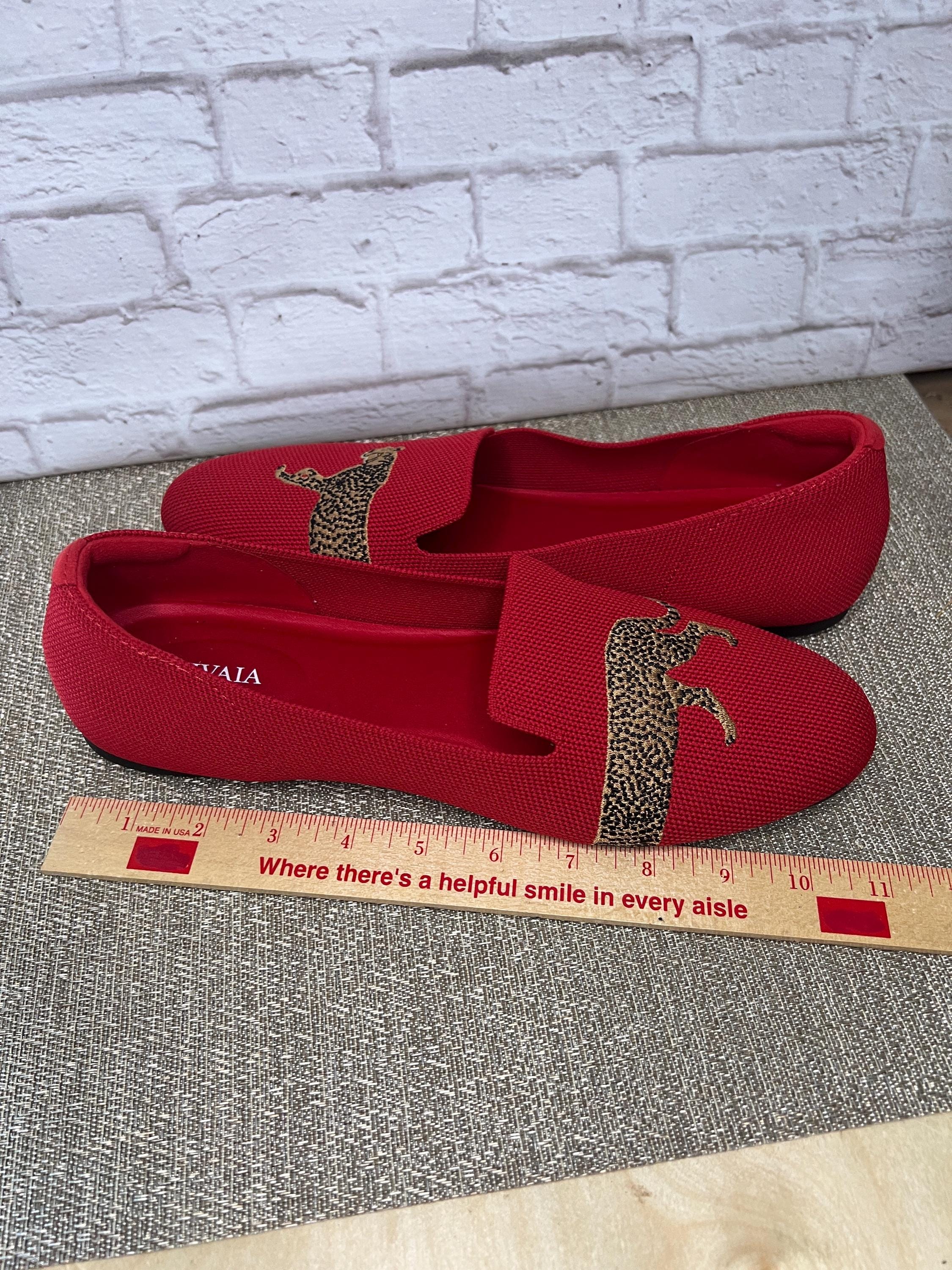 VIVAIA Red Cheetah Shoes 42 Flat Cat Leopard - Etsy