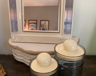 Retro Lighted Make Up Mirror | Vintage Boho Bathroom Decor | Vanity Make-Up Reversible Mirror