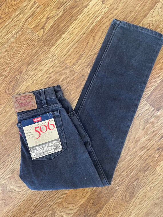 Vintage NWT Black Gray Levi 506 Red Tag Denim Jea… - image 2