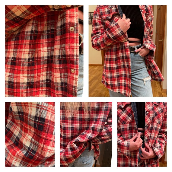 Vintage  FLANNEL Shirt Coat | Grunge Oversized So… - image 5