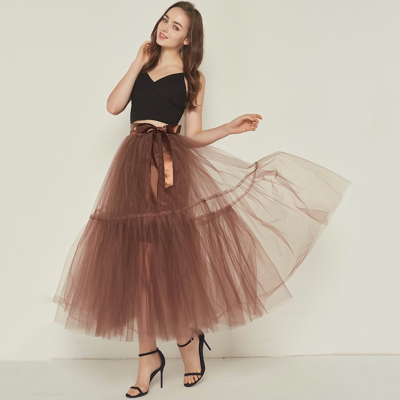Black tulle skirt.Sexy tulle long skirt.Brown tulle skirt.Women/'s skirt.Bridesmaid/'s ballet skirt.Bride/'s tulle skirt.Spring Dating skirt