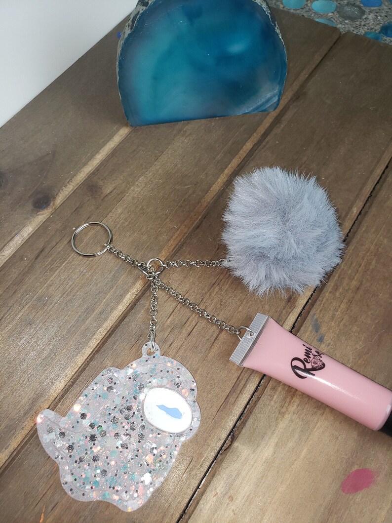Among Us Resin pom pom Keychain and Lip Gloss